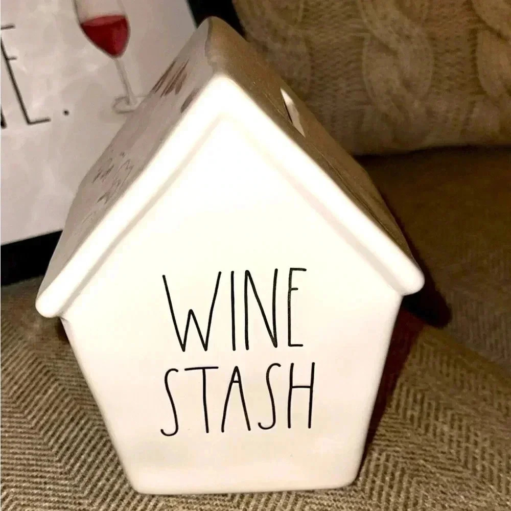 Rae Dunn Wine Stash Coin Money Deposit Bank Birdhouse White